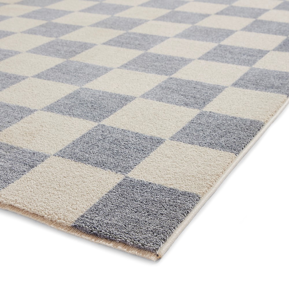 Baltimore 66618 Checkerboard Geometric Modern Runner Rugs in Blue